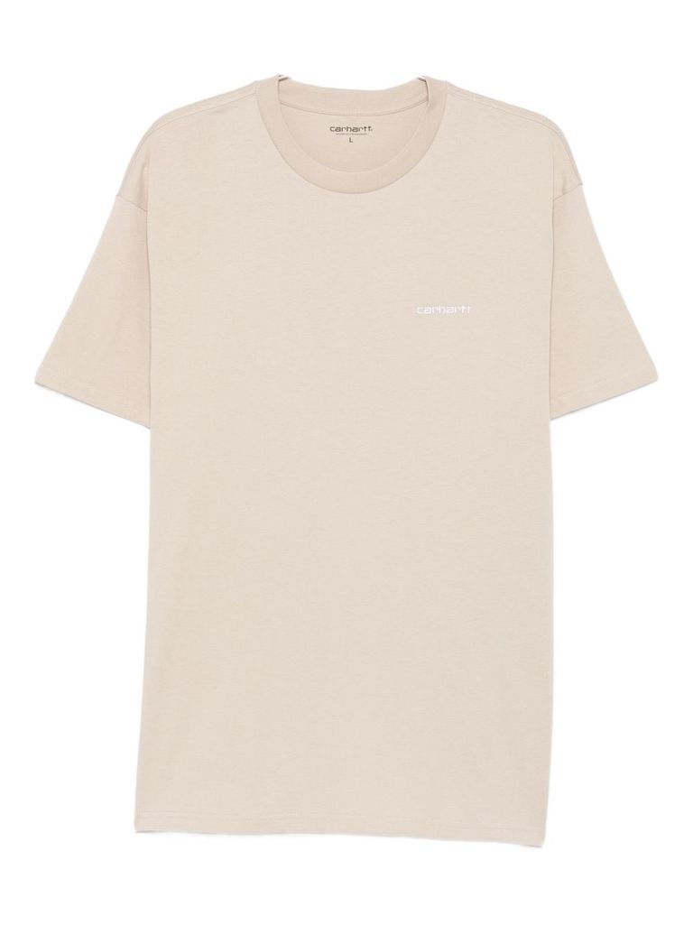 Carhartt Logo-embroidered Cotton T-shirt In Neutral