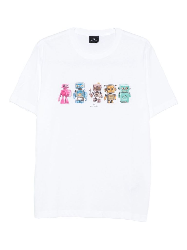 Ps By Paul Smith Crew Neck T-shirt With Print In White