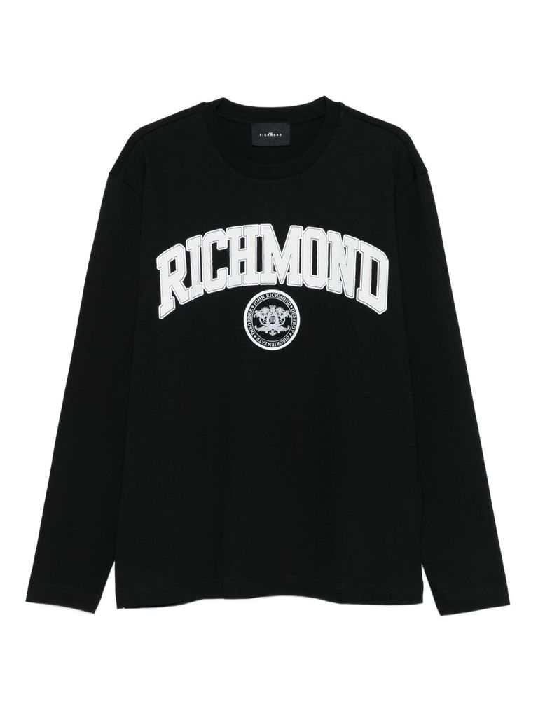 John Richmond Long-sleeved T-shirt With Logo In Black