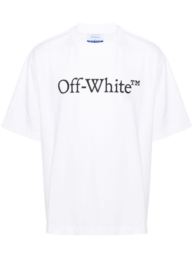 Off-white Oversized White T-shirt With Contrasting Logo Print In Cotton Man In White