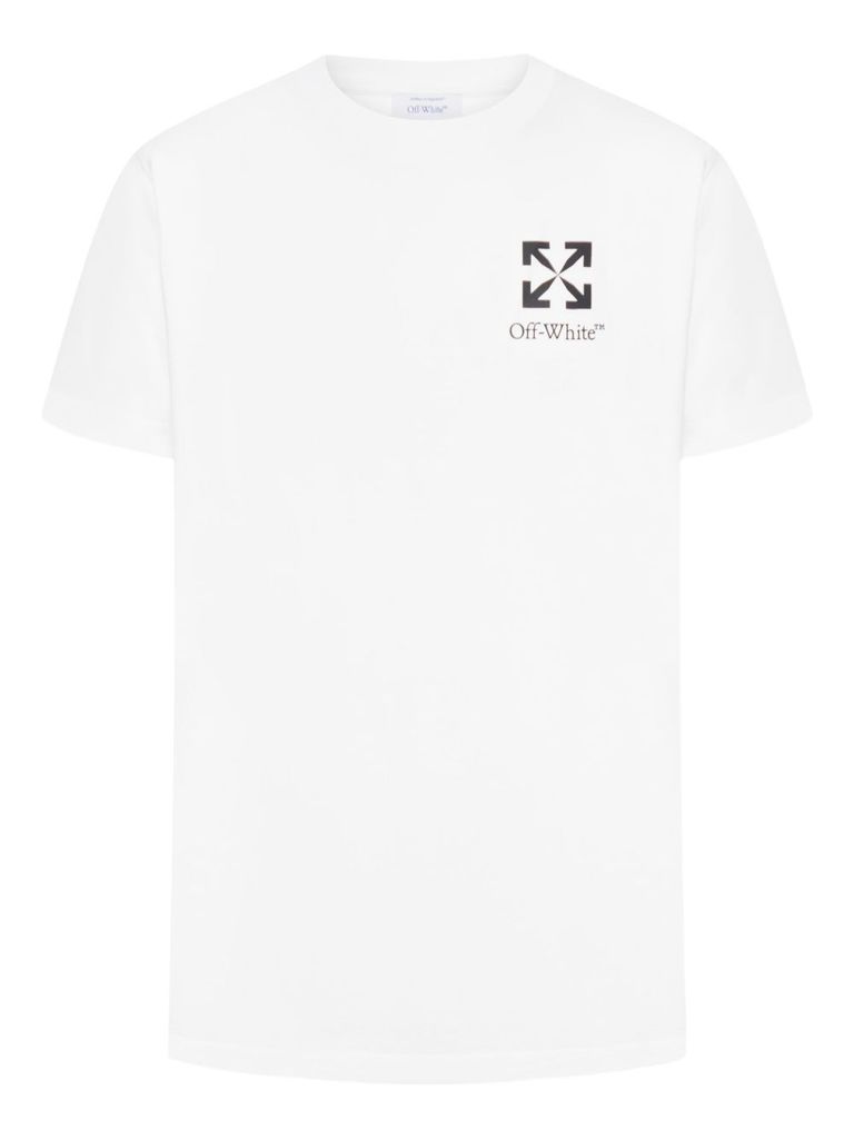 Off-white Arrow Print Slim Fit Cotton T-shirt In White