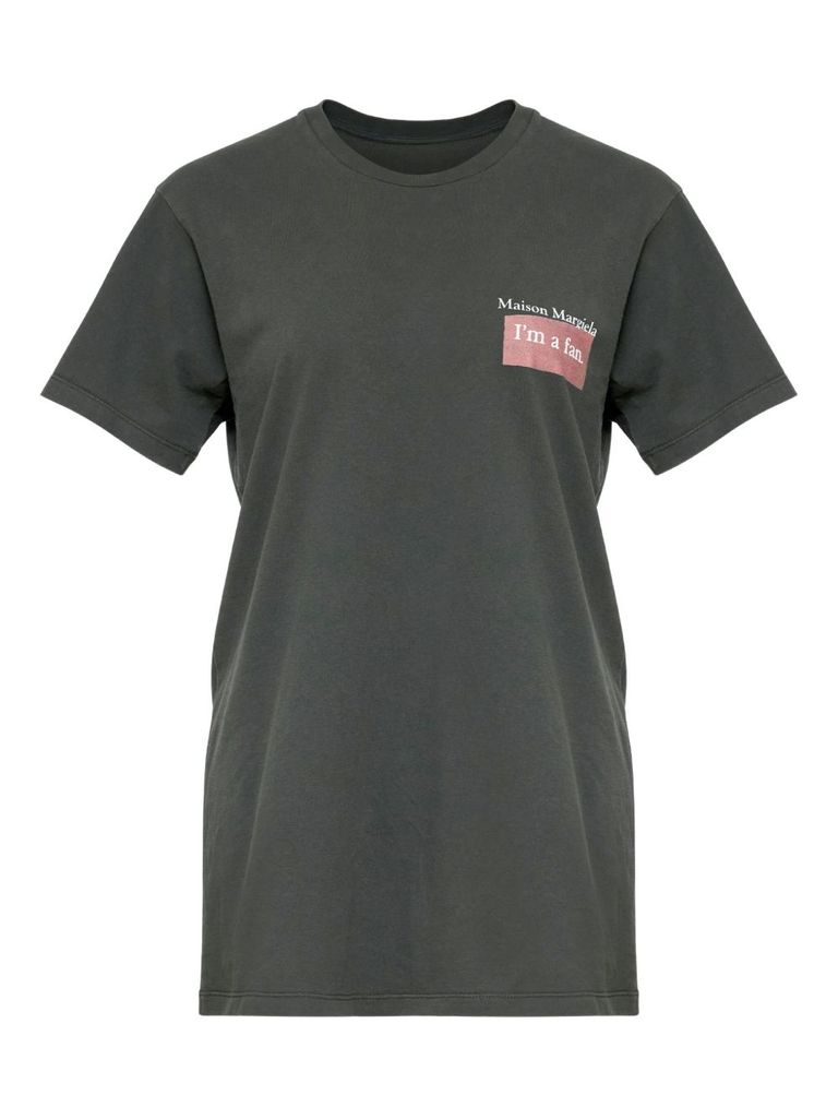 Maison Margiela Charcoal Brand-print Crewneck Cotton-jersey T-shirt In Gray
