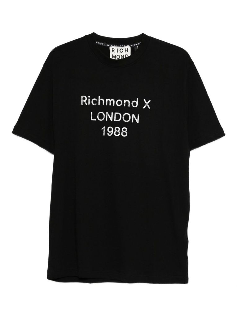 John Richmond Crew Neck T-shirt With Print In Black