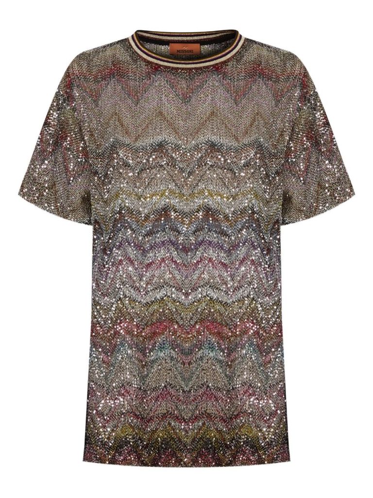 Missoni T-shirt With Multicolor Sequins In Multi