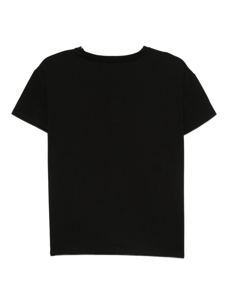 Liu •jo Crew Neck T-shirt With Rhinestones In Black