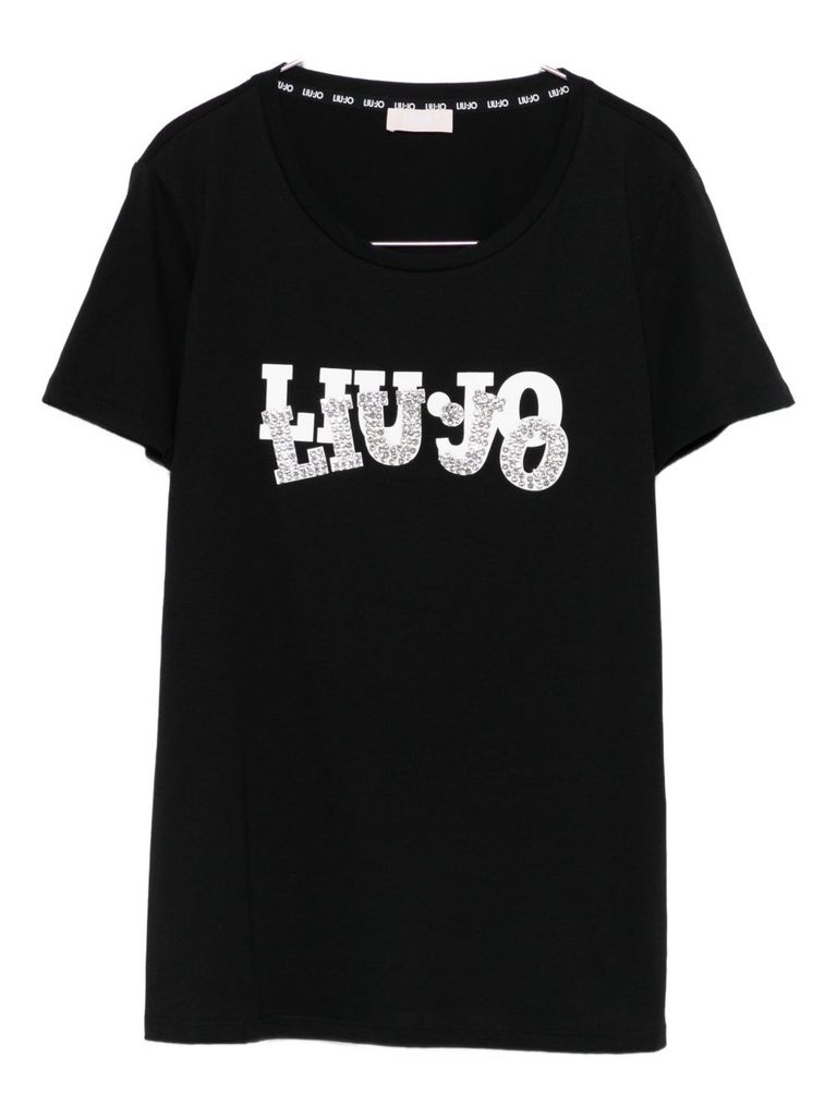 Liu •jo Crew Neck T-shirt With Logo In Black