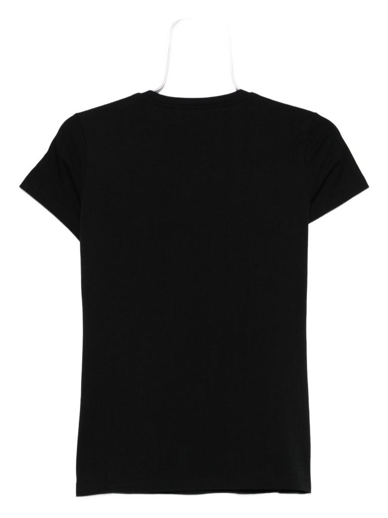 Liu •jo Crew Neck T-shirt With Rhinestones In Black