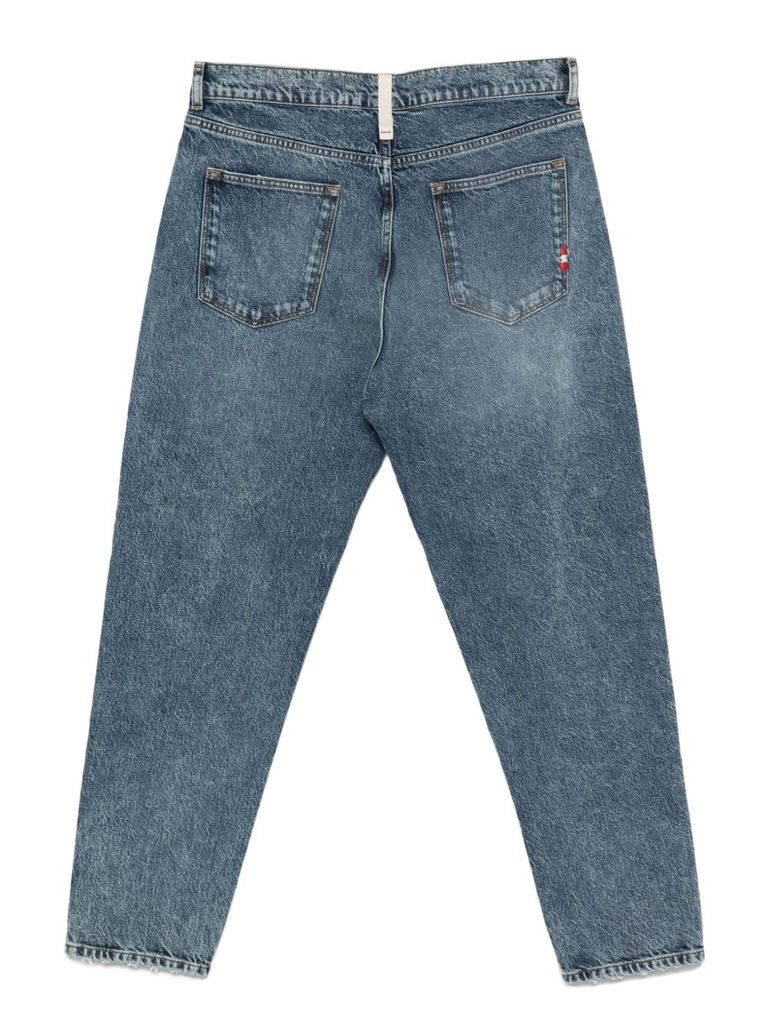 Amish Distressed Patch Jeans In Blue