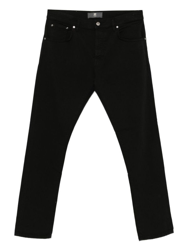 Pt Torino Slim Fit Stretch Cotton Jeans In Black