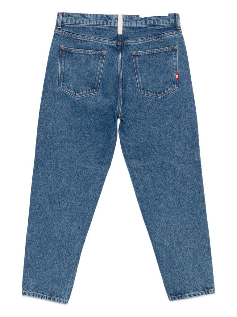 Amish Five-pockets Styling Straight-leg Jeans In Blue