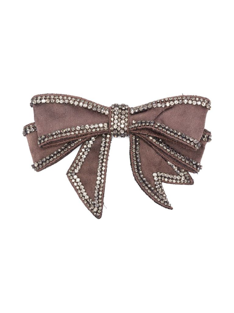 Vanisé 'beaver Bow' Brooch In Brown