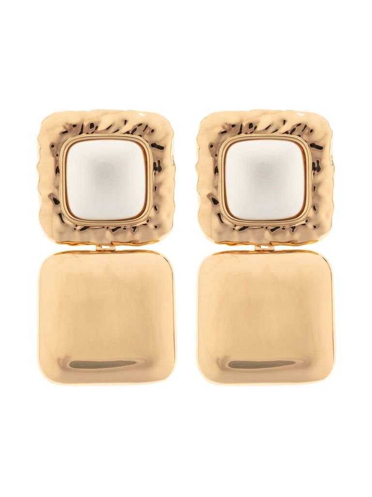 Self-portrait Gold-tone Square Earrings In Gold
