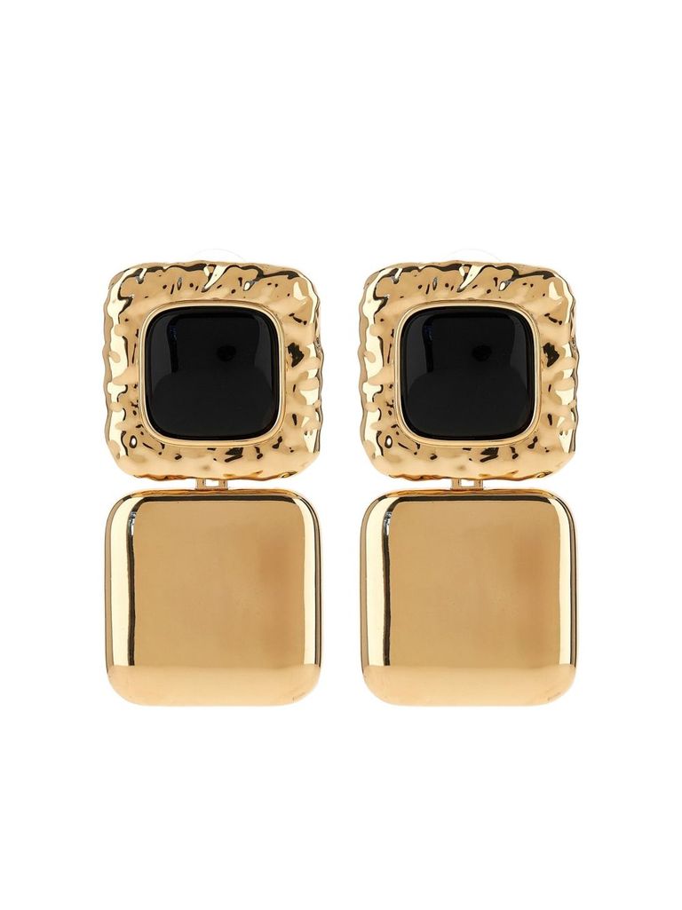Self-portrait Gold-tone Square Earrings In Gold