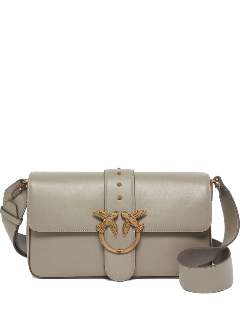 Pinko White Leather Medium Love Bag Slouchy In Sand
