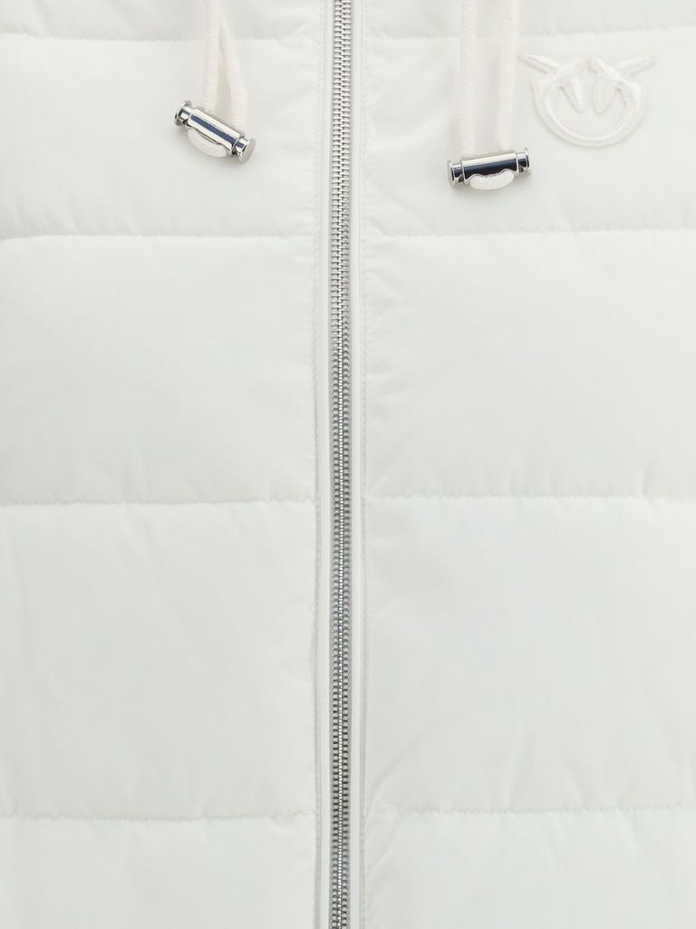 Pinko -line Down Jacket With Logo Patch In White