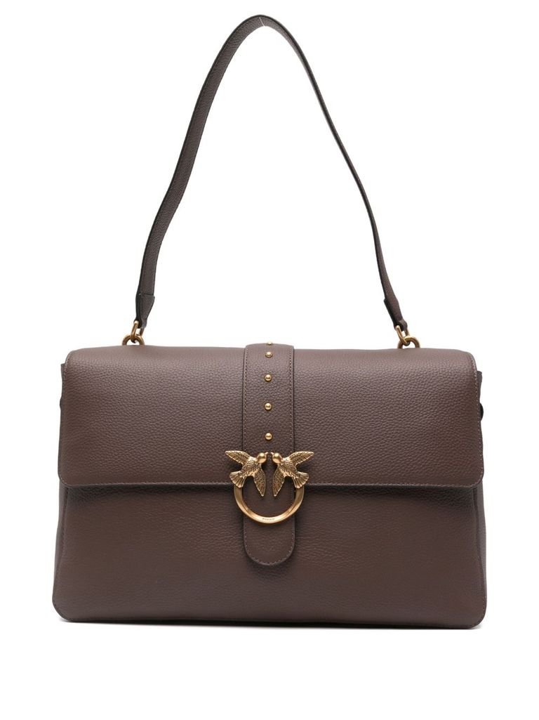 Pinko Leather Maxi Love Bag Slouchy Shoulder Bag In Brown