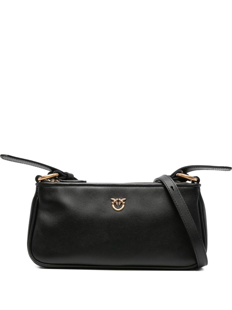 Pinko Rectangle Leather Shoulder Bag In Black