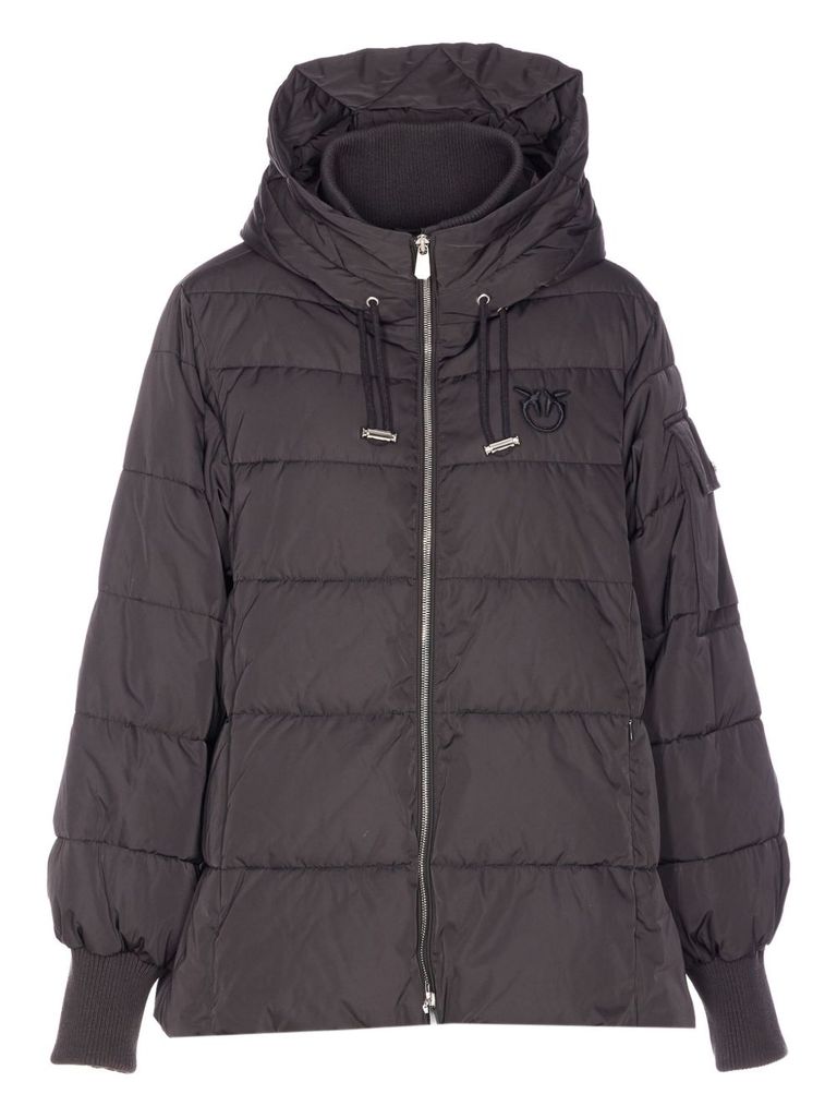 Pinko Contemporary Padded Coat With Horizontal Quilting In Brown