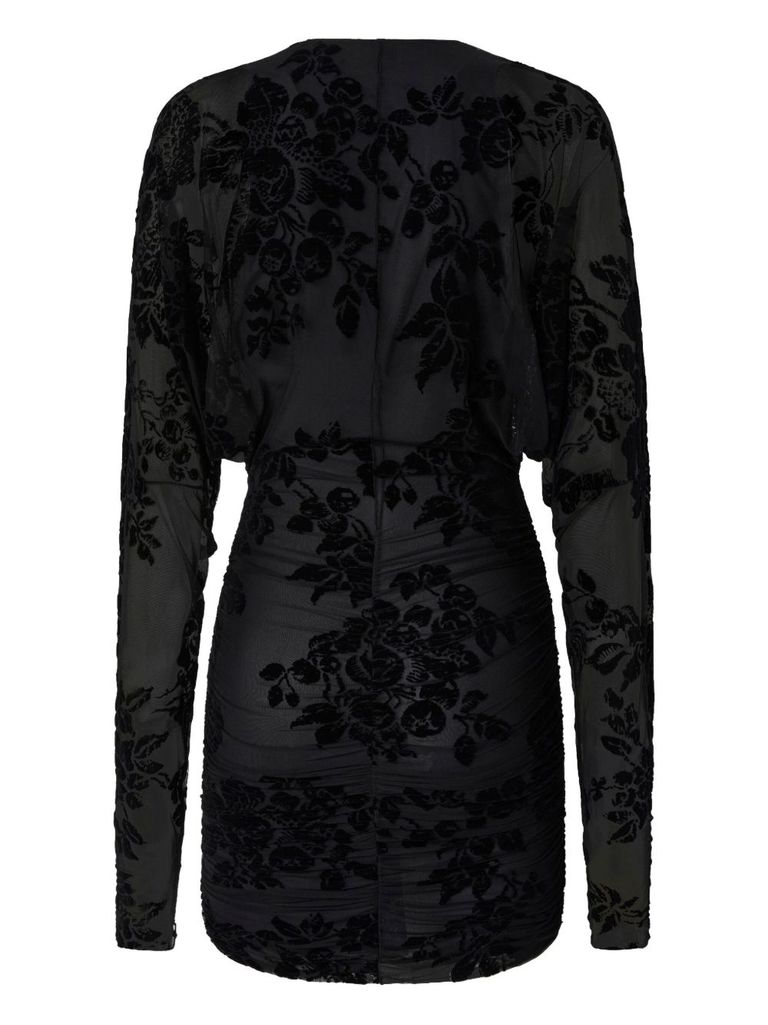 Pinko Mini Dress With Textured Floral Pattern In Black