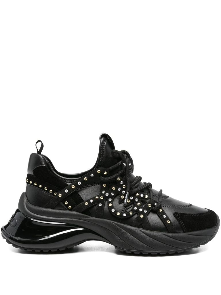 Pinko Ariel Embellished Platform Low-top Sneakers In Black