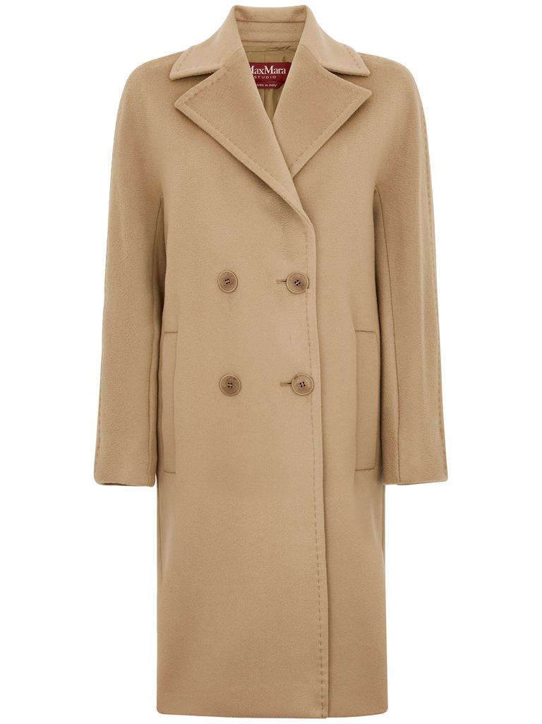 Max Mara 'agenda' Double-breasted Virgin Wool Coat In Brown