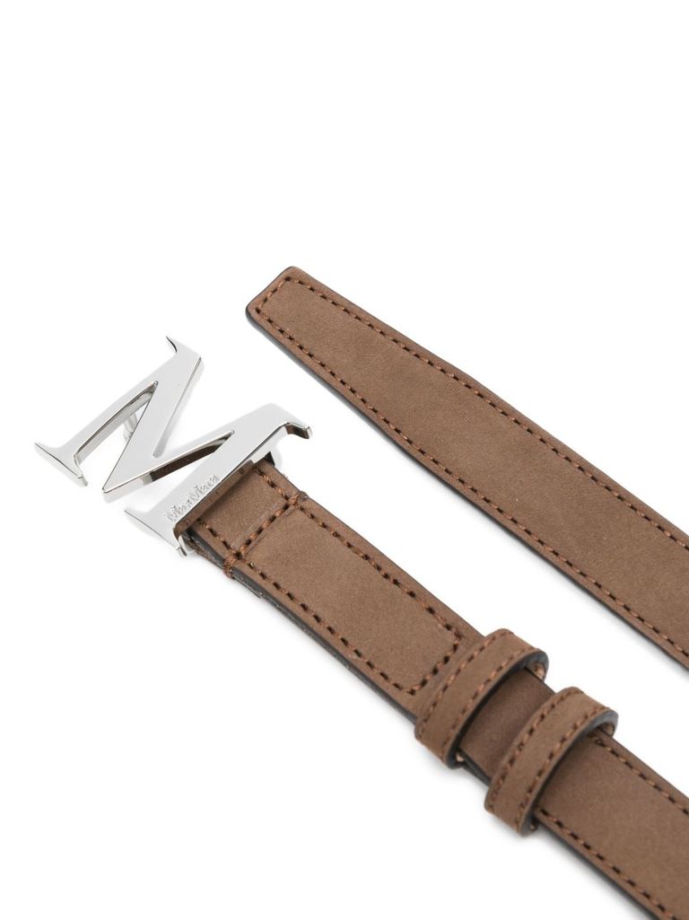 Max Mara Adjustable Calf Suede Leather Strap With Stitch Detailing In Black