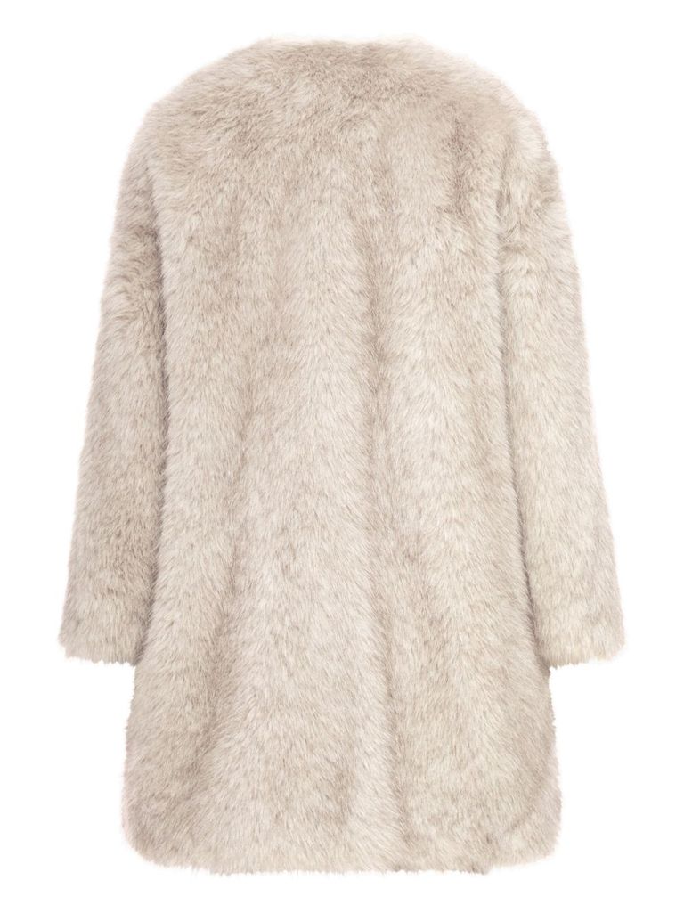 Max Mara Eros Faux Fur Coat In Neutral