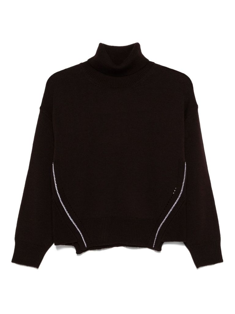 Alpha Studio Merino Wool Turtleneck Sweater In Brown
