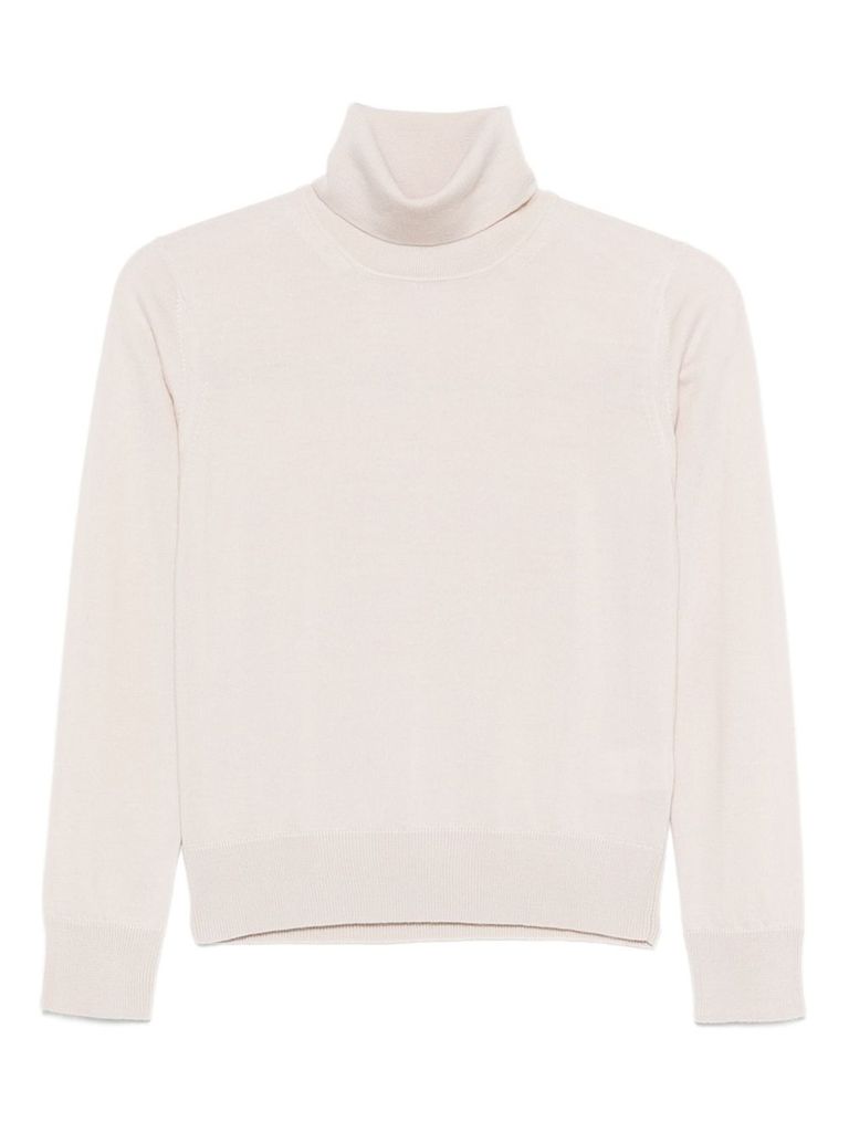 Alpha Studio Merino Wool Turtleneck Sweater In White