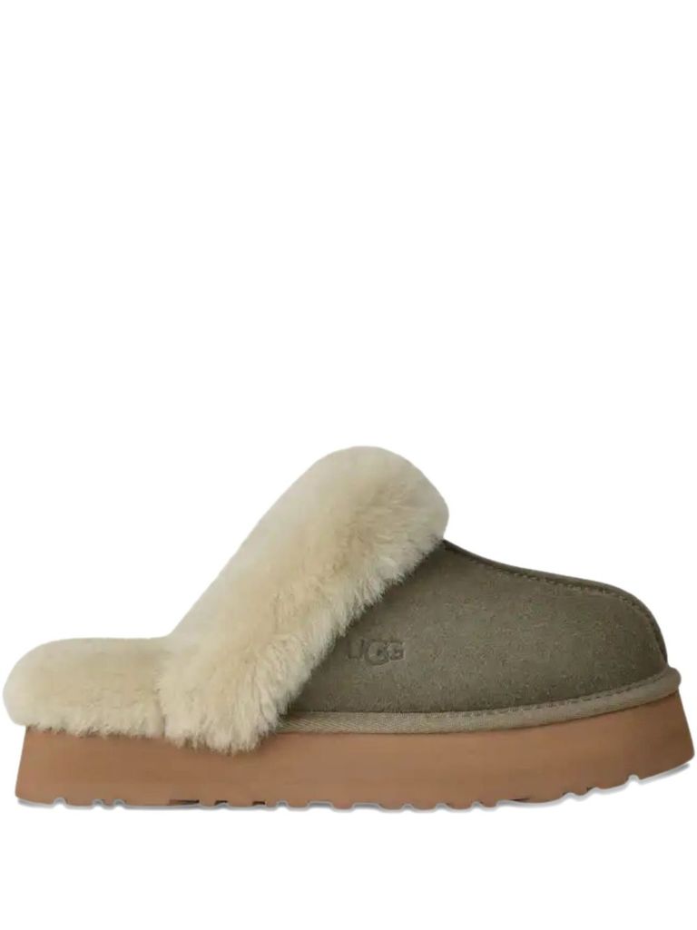 Ugg Disquette Moss Green Eather Slip-ons In Green