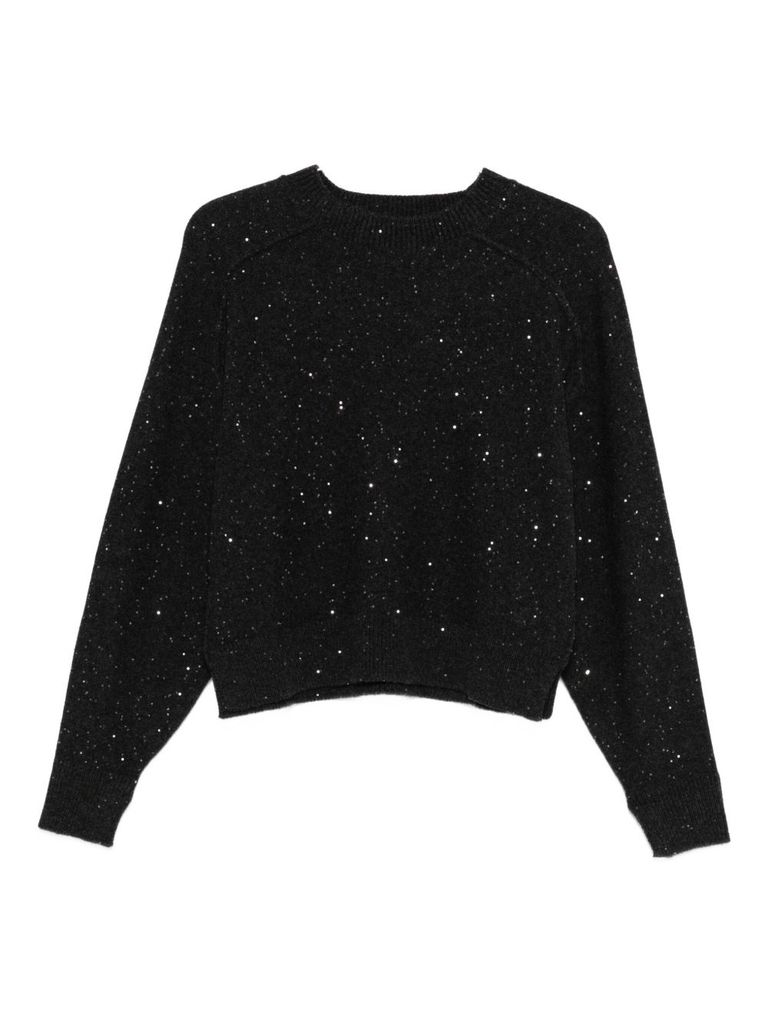 Antonelli Relaxed Fit Gray Sweater With Sparkling Sequins In Gray