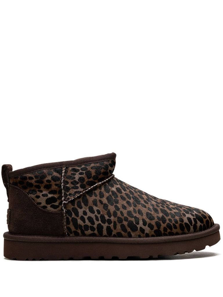 Ugg Classic Ultra Mini Caspian Leopard-print Calf Hair Boots In Multi
