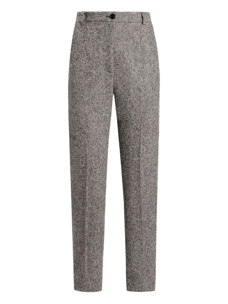 Dolce & Gabbana Wool Tailored Trousers Featuring Textured Fabric In Gray