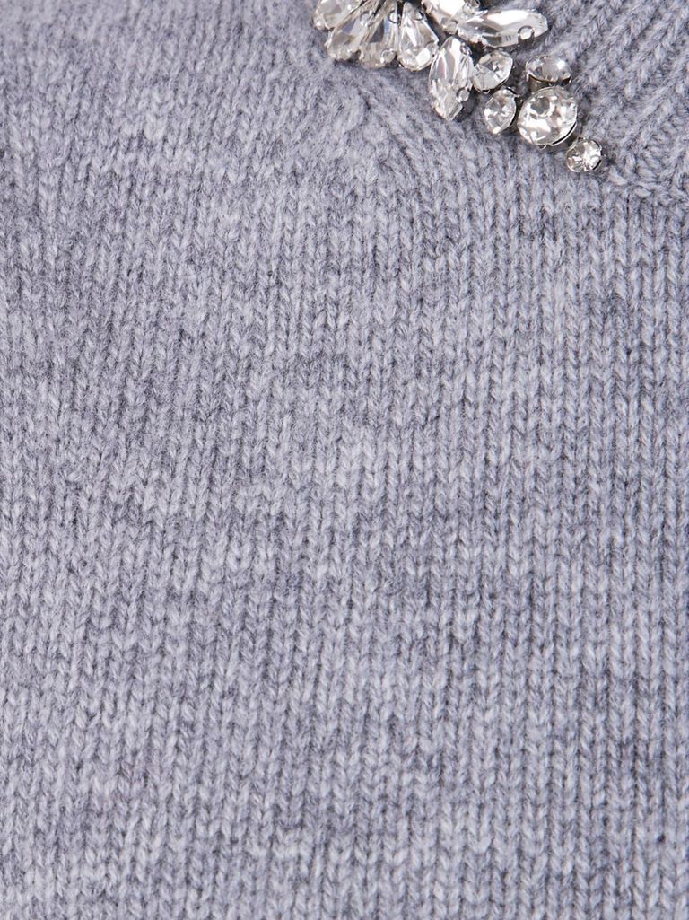 Semicouture Elegant Light Grey Gilet With Crystal Embellishments In Gray