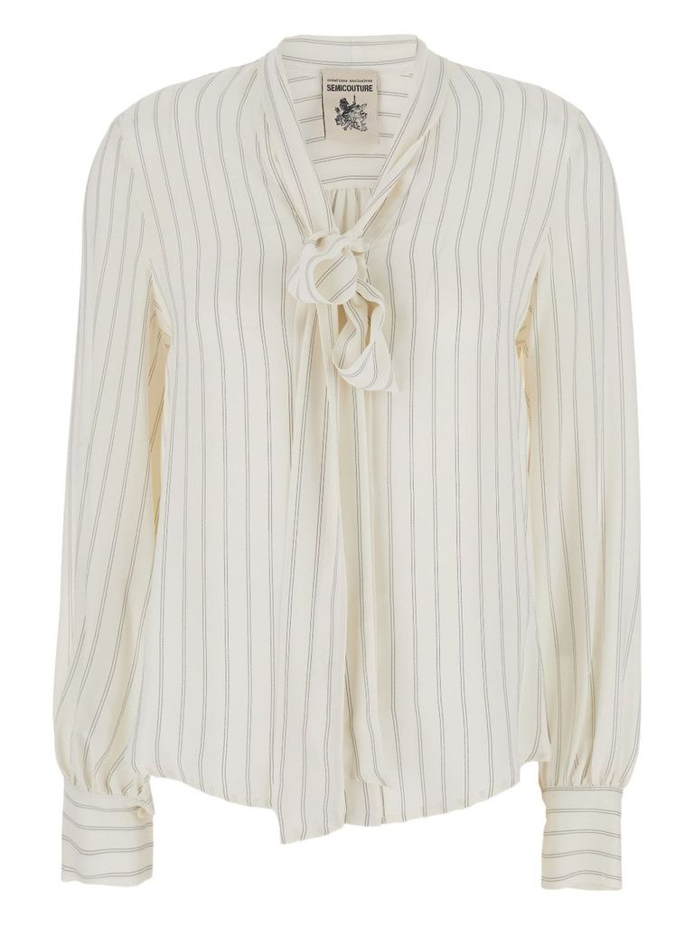 Semicouture Beige Silk-acetate Blend Blouse In Neutral