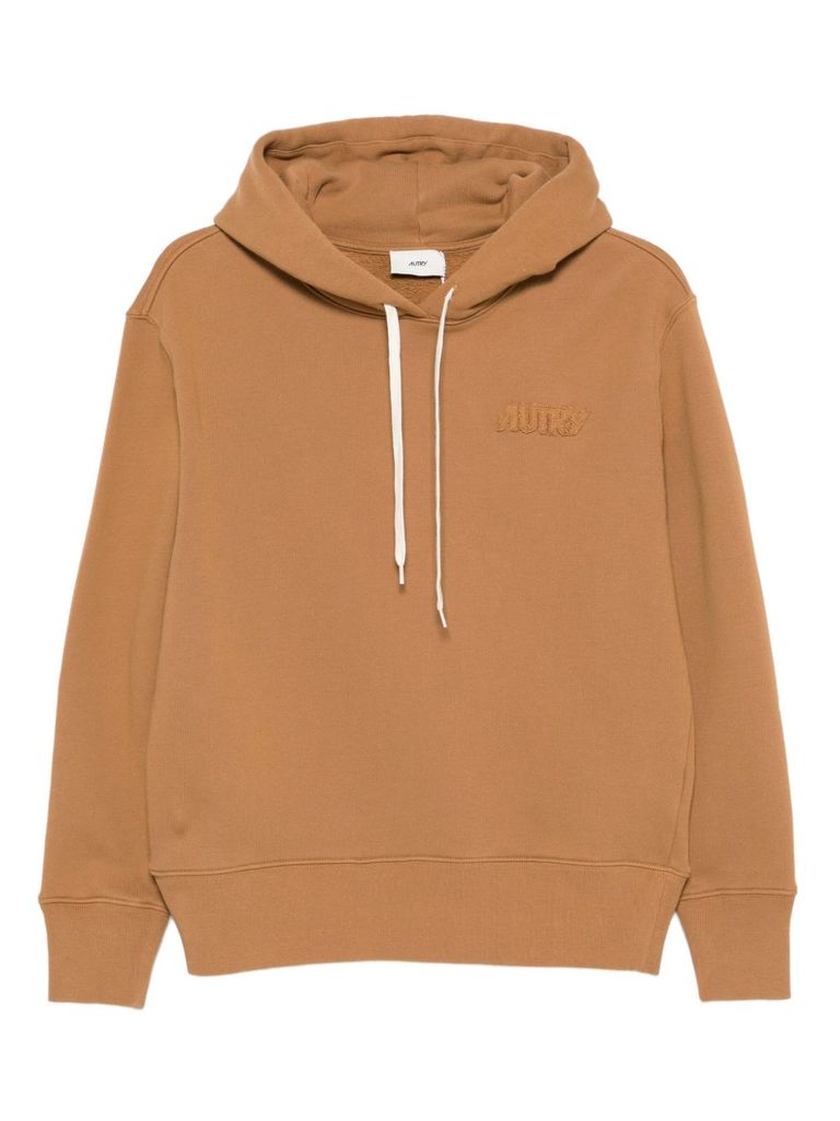 Autry Drawstring Hooded Knitwear With Ribbed Cuffs In Brown
