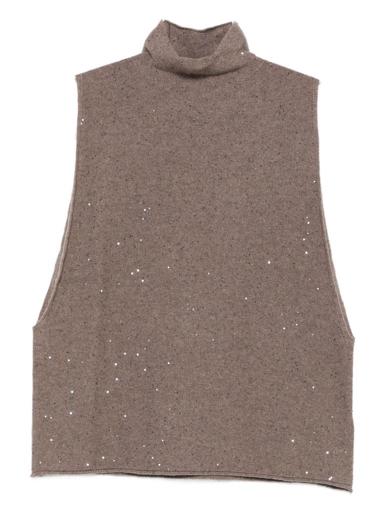 Antonelli Turtleneck Sequin-embellished Top In Gray