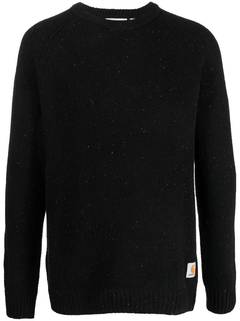 Carhartt Crew Neck Sweater With Logo Patch In Black