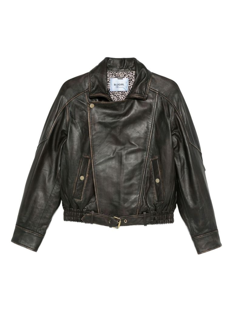 Blugirl Brown Calfskin Jacket In Brown