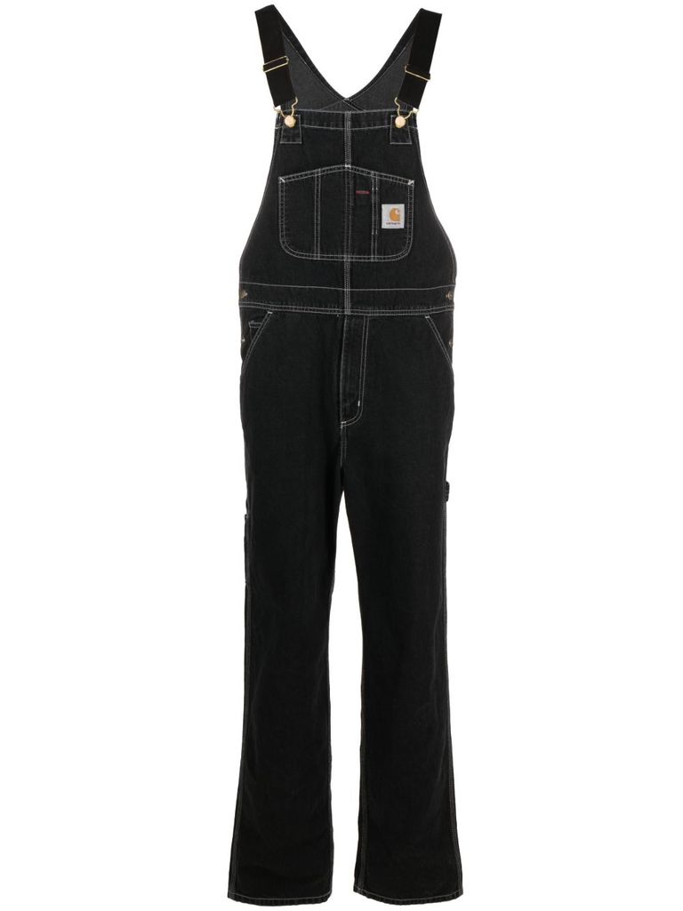 Carhartt Denim Dungarees With Adjustable Straps In Black