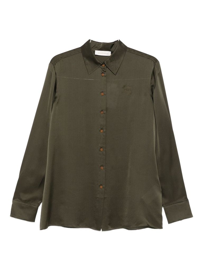 Zimmermann Moss Green Silk Shirt