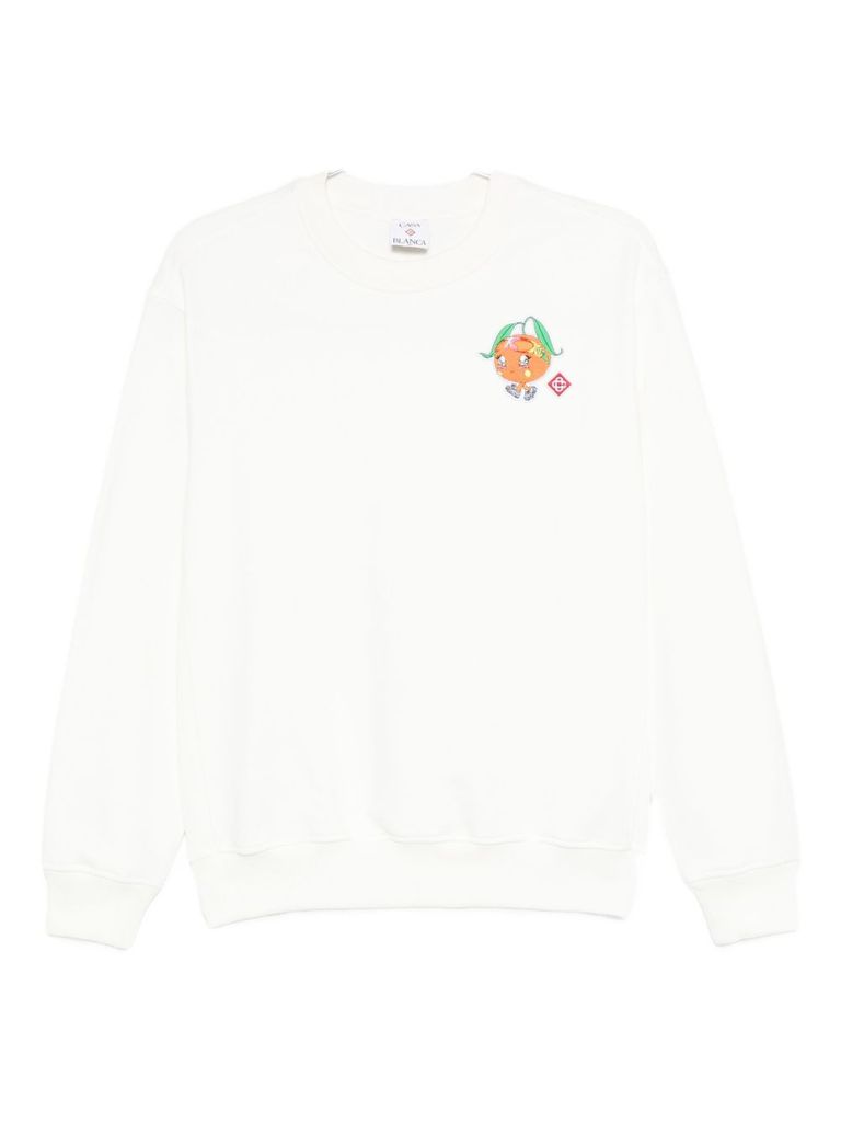 Casablanca White Cotton Sweatshirt With Contrasting Logo Patch In White