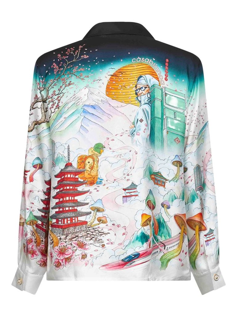 Casablanca Graphic Print Long Sleeve Shirt With Pocket In Multi