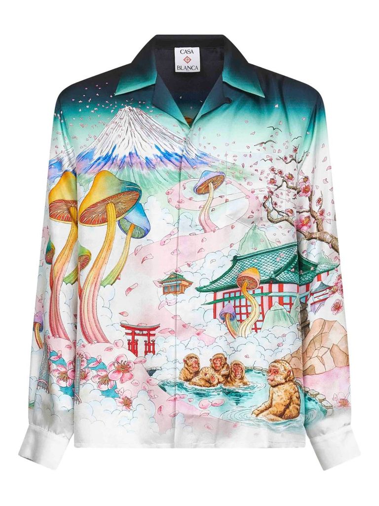 Casablanca Graphic Print Long Sleeve Shirt With Pocket In Multi