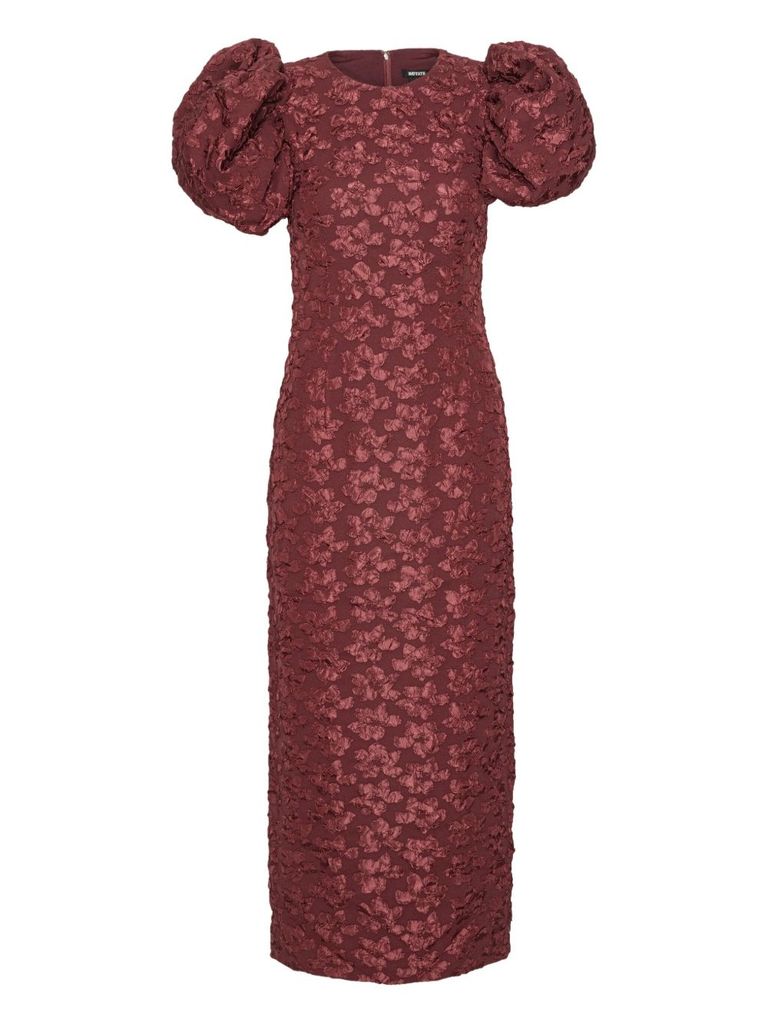 Rotate Birger Christensen Rotate Birgerchristensen Jacquard Midi Puffy Dress In Red