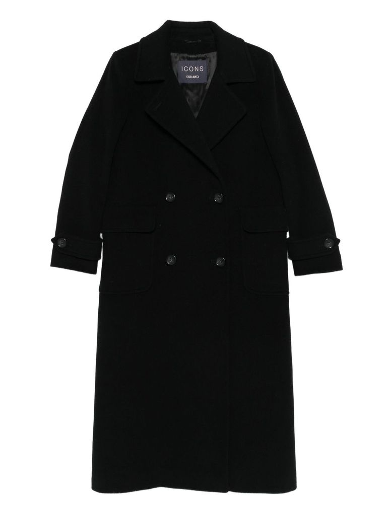 Cinzia Rocca Long Double-breasted Coat In Black