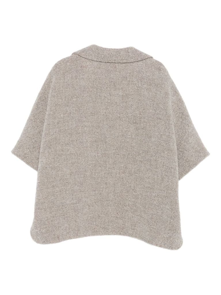Cinzia Rocca Boxy Grey Cape Coat With Double-breasted Front In Gray