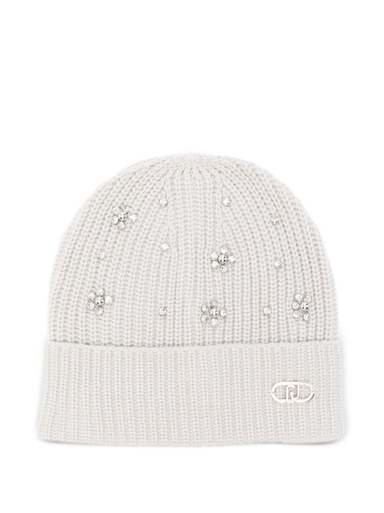 Liu •jo Crystal-embellished Ribbed Beanie In White