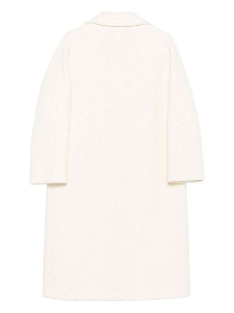 Cinzia Rocca Long Double-breasted Coat In Wool In Pink