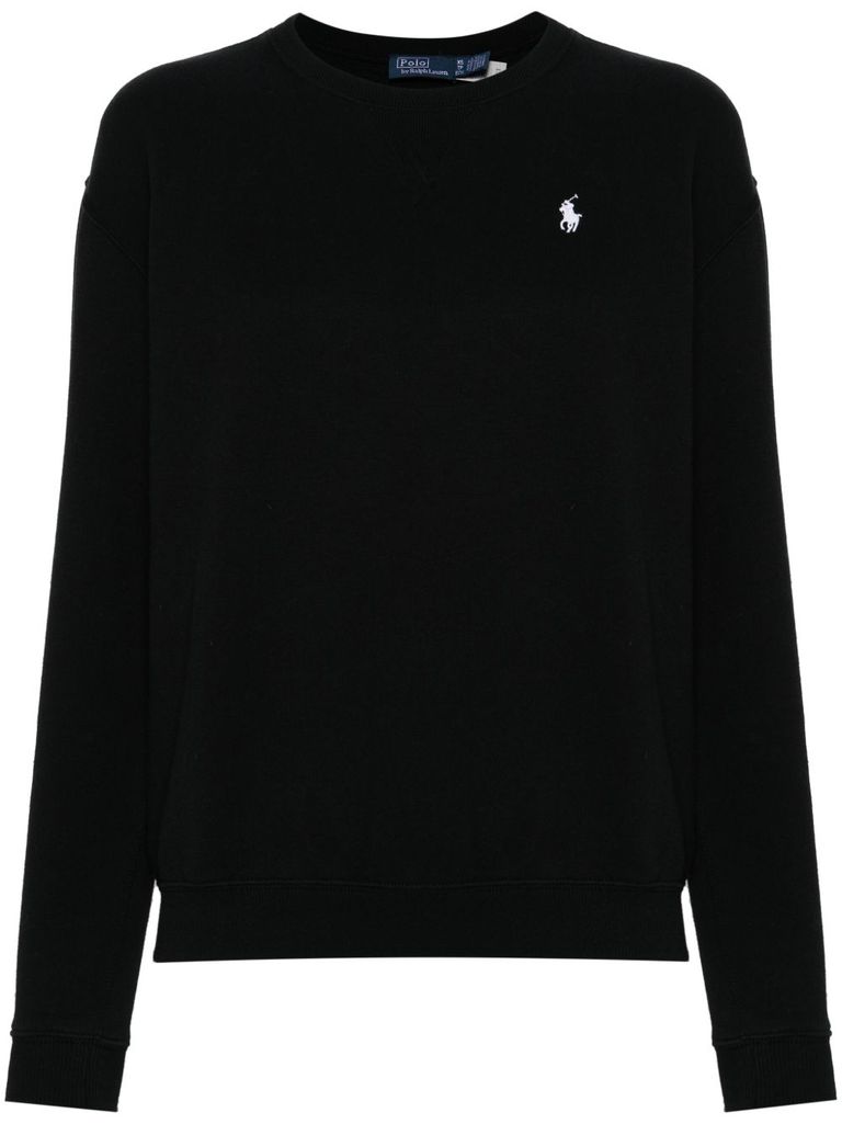Polo Ralph Lauren Relaxed Fit Black Cotton-blend Sweatshirt In Black